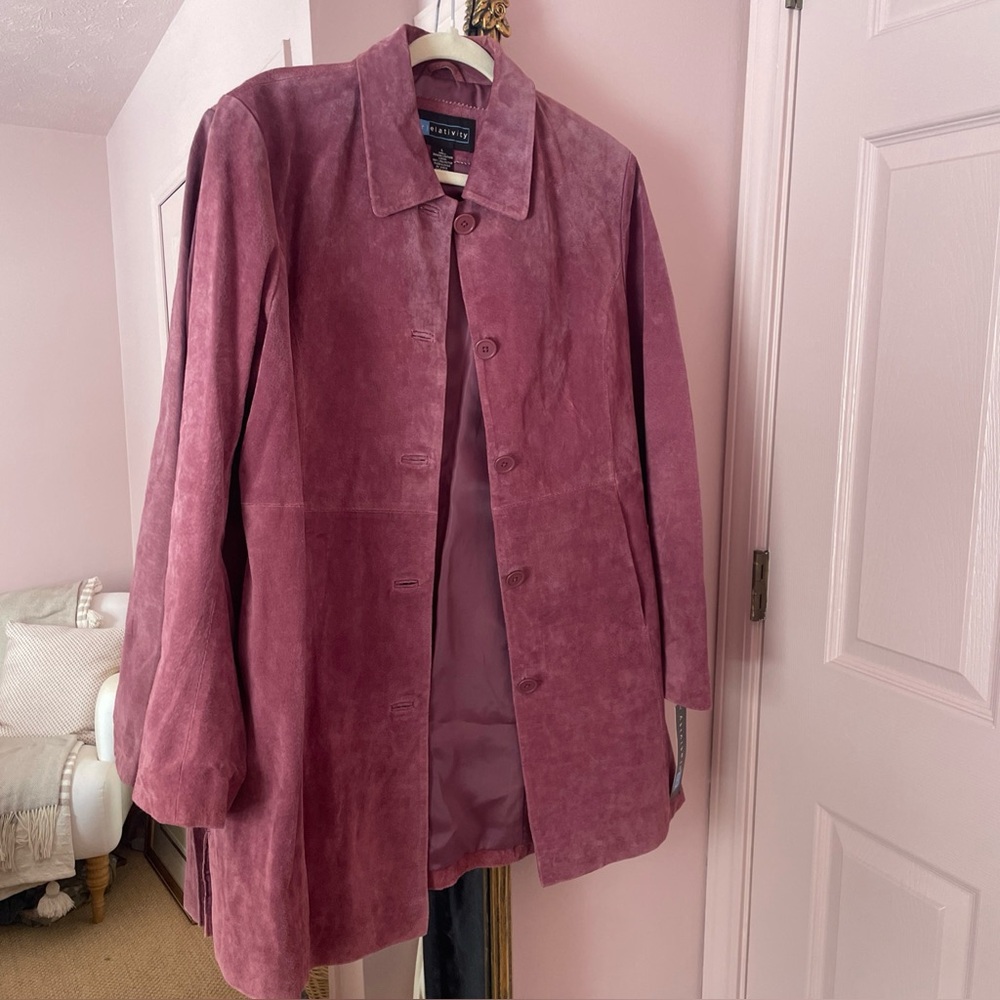 Womens mauve Suede coat NWT Relativity vintage 2000s genuine leather size L $120